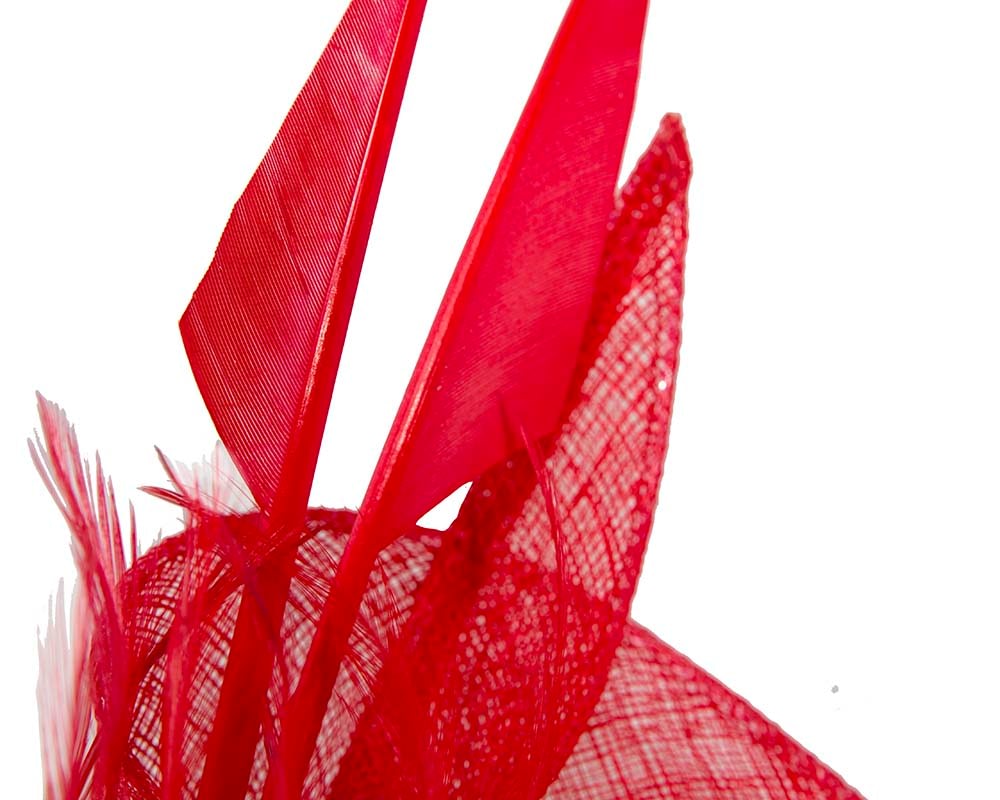 Red racing fascinator with feathers by Max Alexander - Fascinators Online Red racing fascinator with feathers by Max Alexander - Image 3
