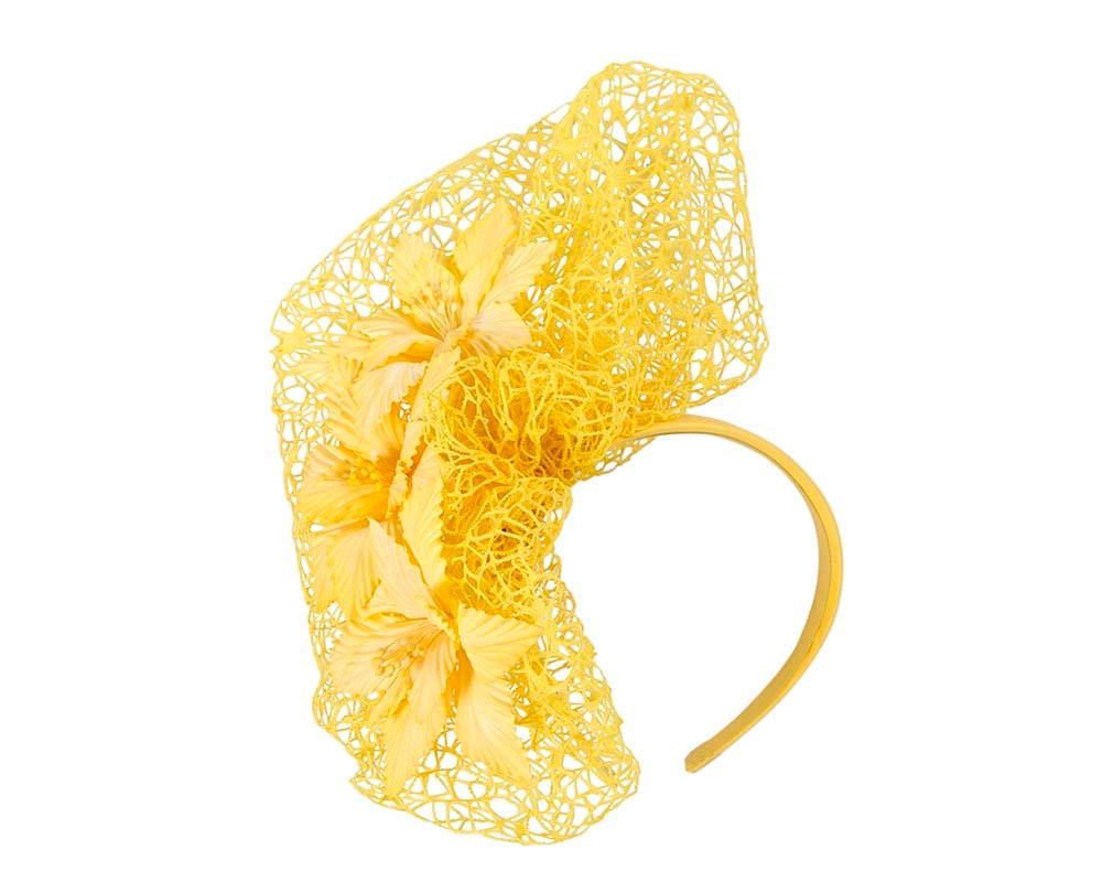 Fascinators Online - Yellow designers racing fascinator by Fillies Collection