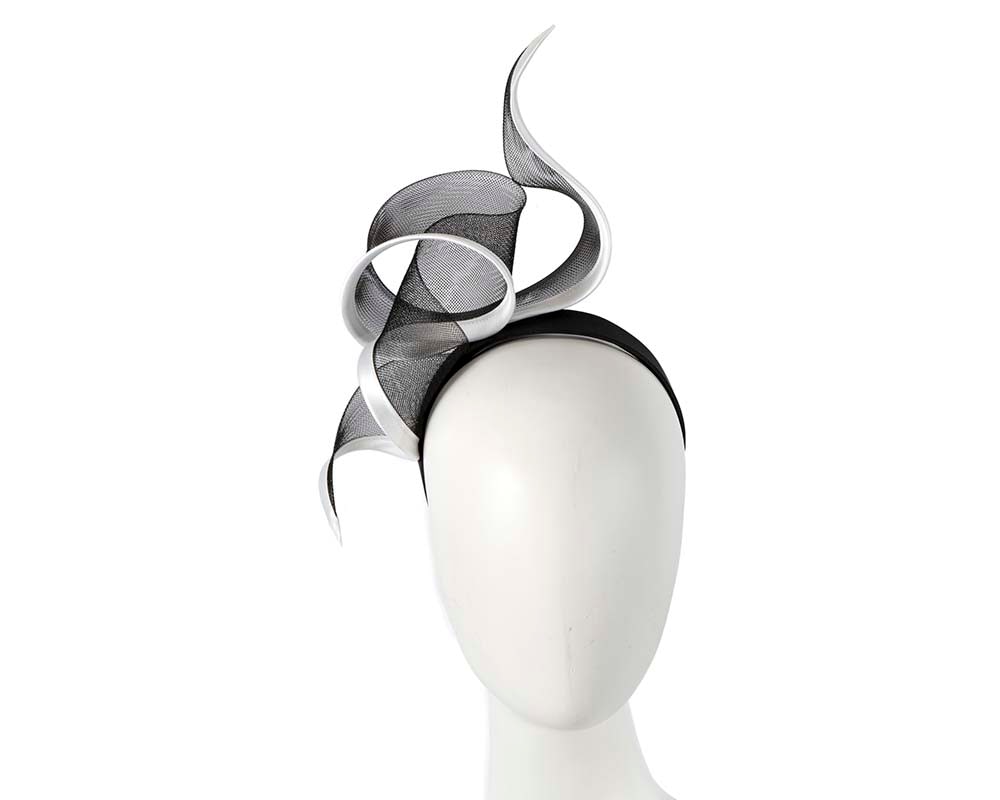 Fascinators Online - Twisted black & white racing fascinator by Fillies Collection