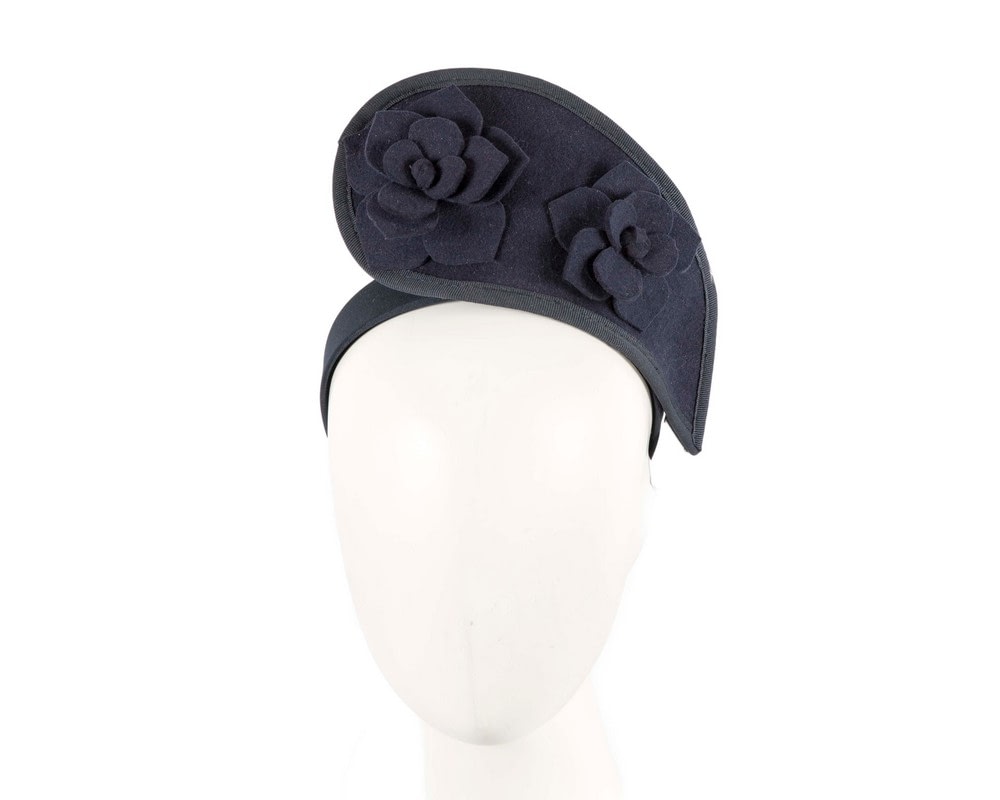Fascinators Online - Navy felt crown fascinator