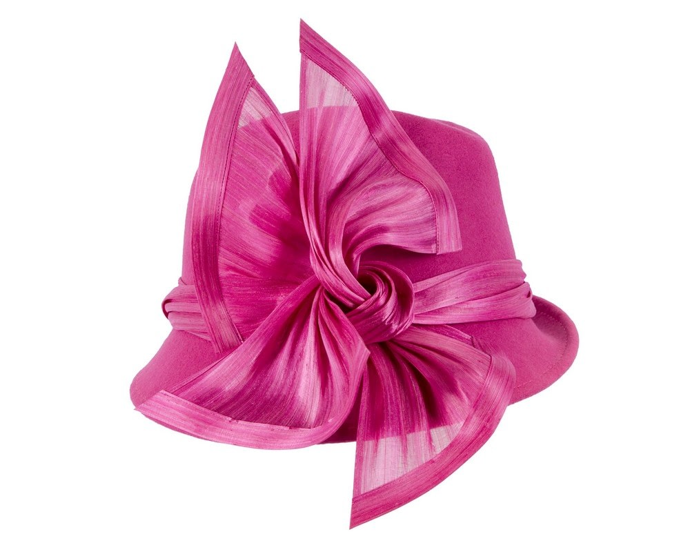 Bespoke fuchsia felt fedora by Fillies Collection - Fascinators Online Bespoke fuchsia felt fedora by Fillies Collection - Image 3