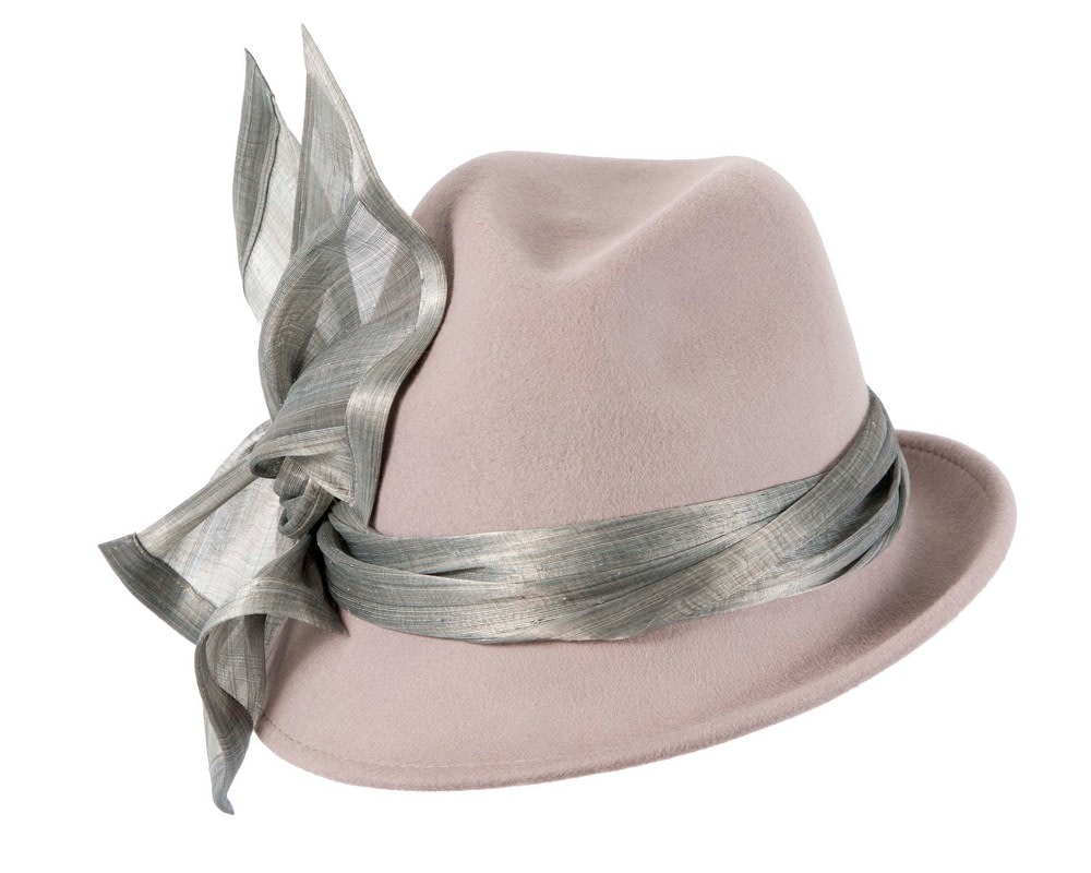 Fascinators Online - Bespoke silver felt fedora by Fillies Collection