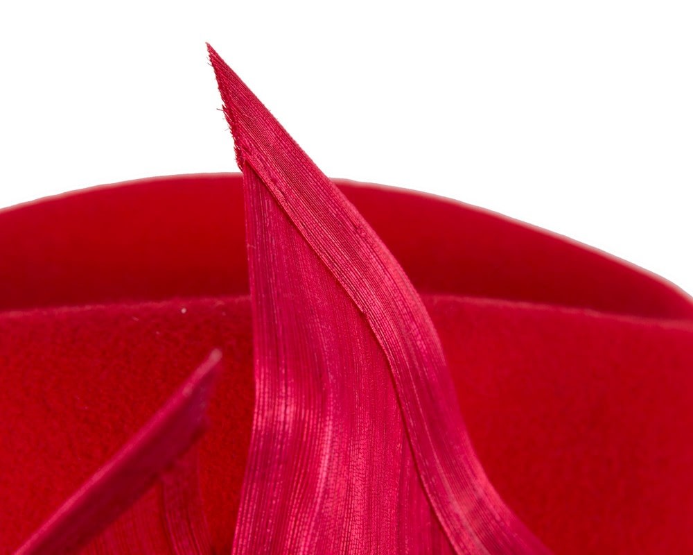 Bespoke red felt fedora by Fillies Collection - Fascinators Online Bespoke red felt fedora by Fillies Collection - Image 5