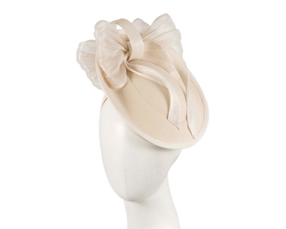 Fascinators Online - Bespoke cream winter plate fascinator with bow by Fillies Collection