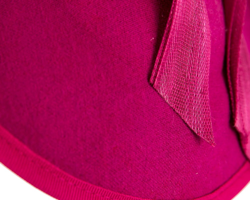 Bespoke fuchsia winter plate fascinator with bow by Fillies Collection - Fascinators Online Bespoke fuchsia winter plate fascinator with bow by Fillies Collection - Image 6