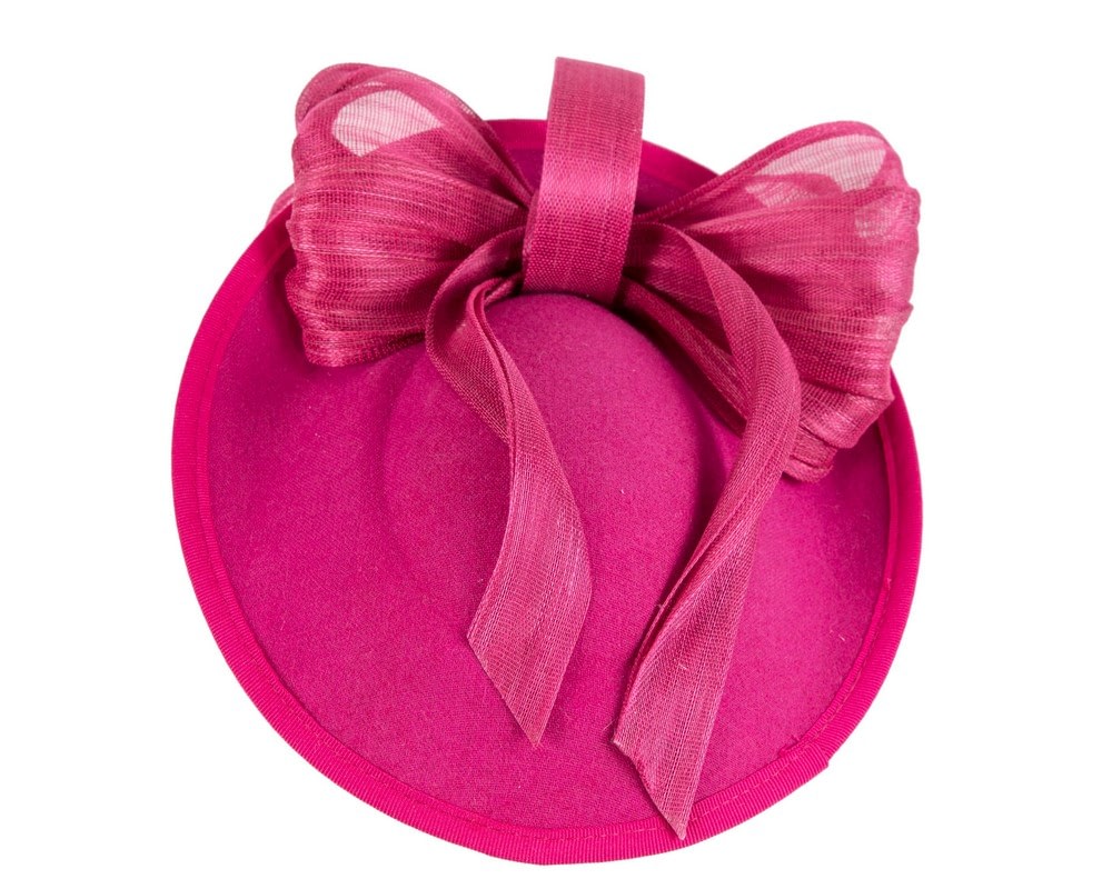 Bespoke fuchsia winter plate fascinator with bow by Fillies Collection - Fascinators Online Bespoke fuchsia winter plate fascinator with bow by Fillies Collection - Image 3