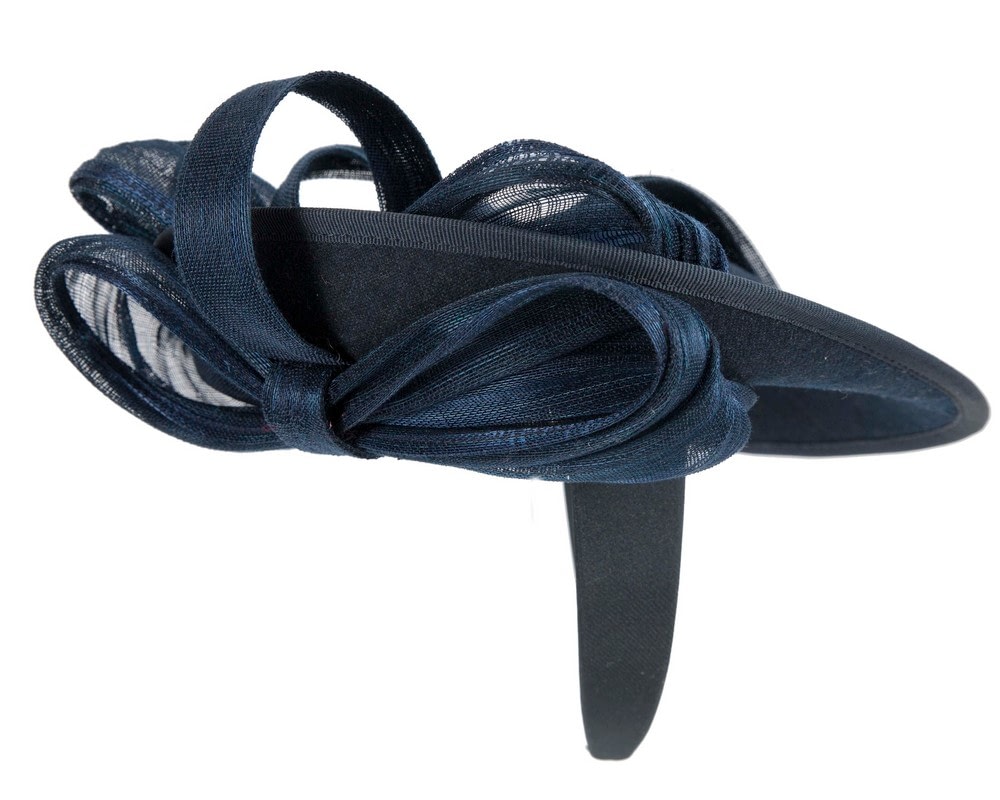 Bespoke navy winter plate fascinator with bow by Fillies Collection - Fascinators Online Bespoke navy winter plate fascinator with bow by Fillies Collection - Image 8