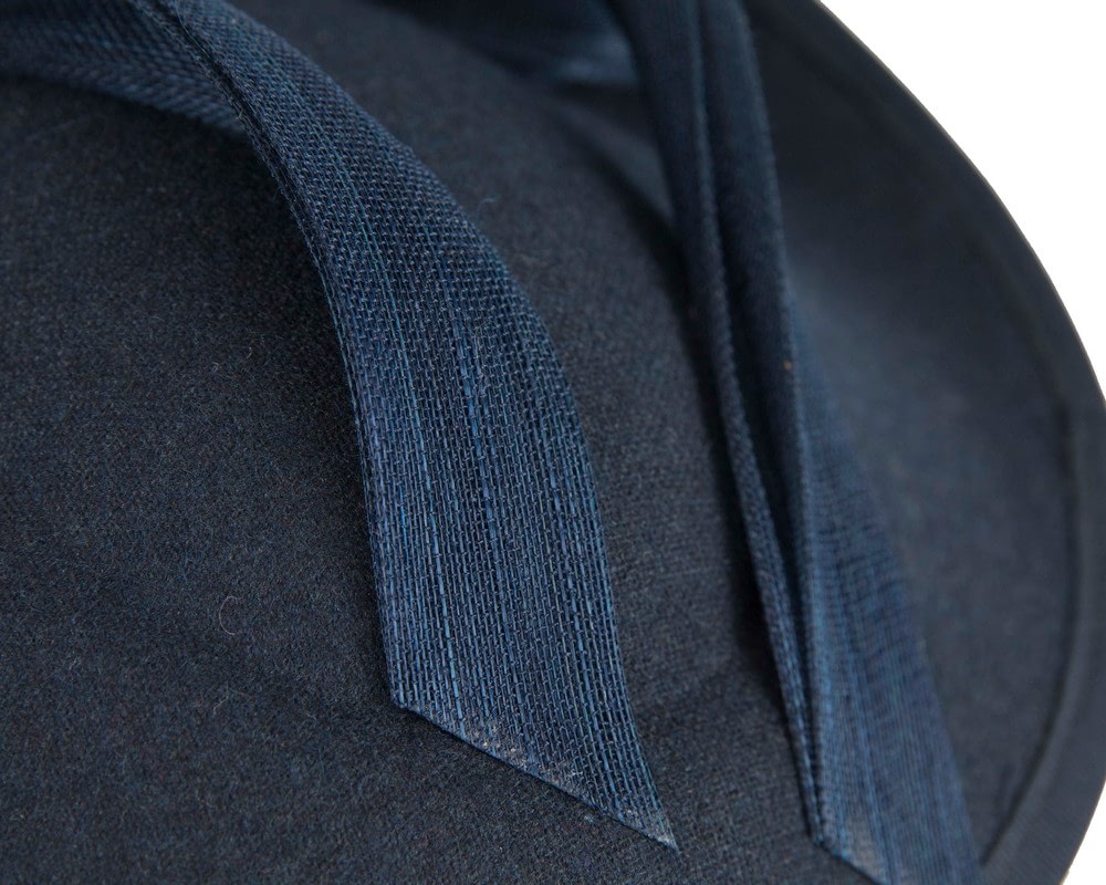 Bespoke navy winter plate fascinator with bow by Fillies Collection - Fascinators Online Bespoke navy winter plate fascinator with bow by Fillies Collection - Image 6