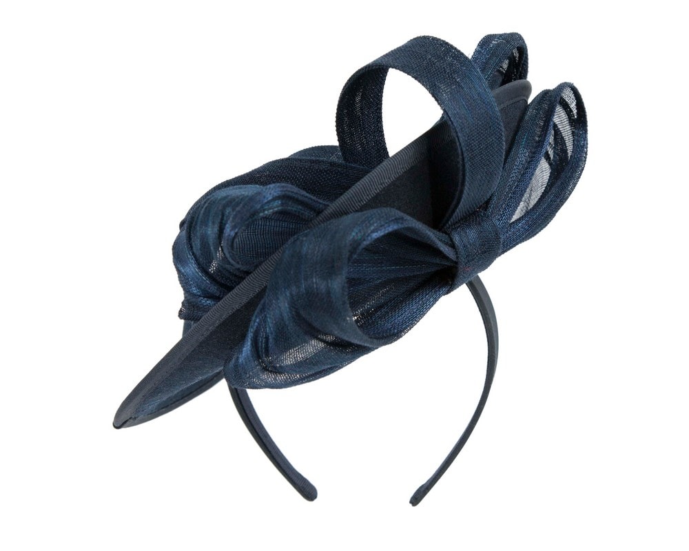 Bespoke navy winter plate fascinator with bow by Fillies Collection - Fascinators Online Bespoke navy winter plate fascinator with bow by Fillies Collection - Image 4