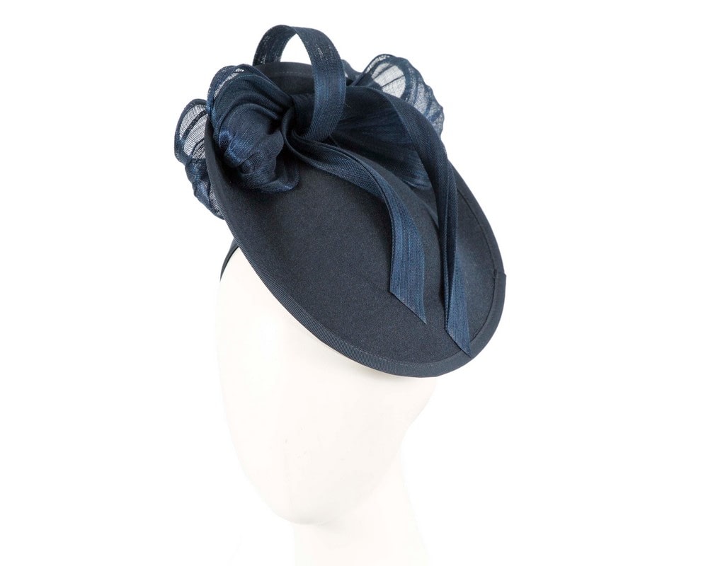 Fascinators Online - Bespoke navy winter plate fascinator with bow by Fillies Collection