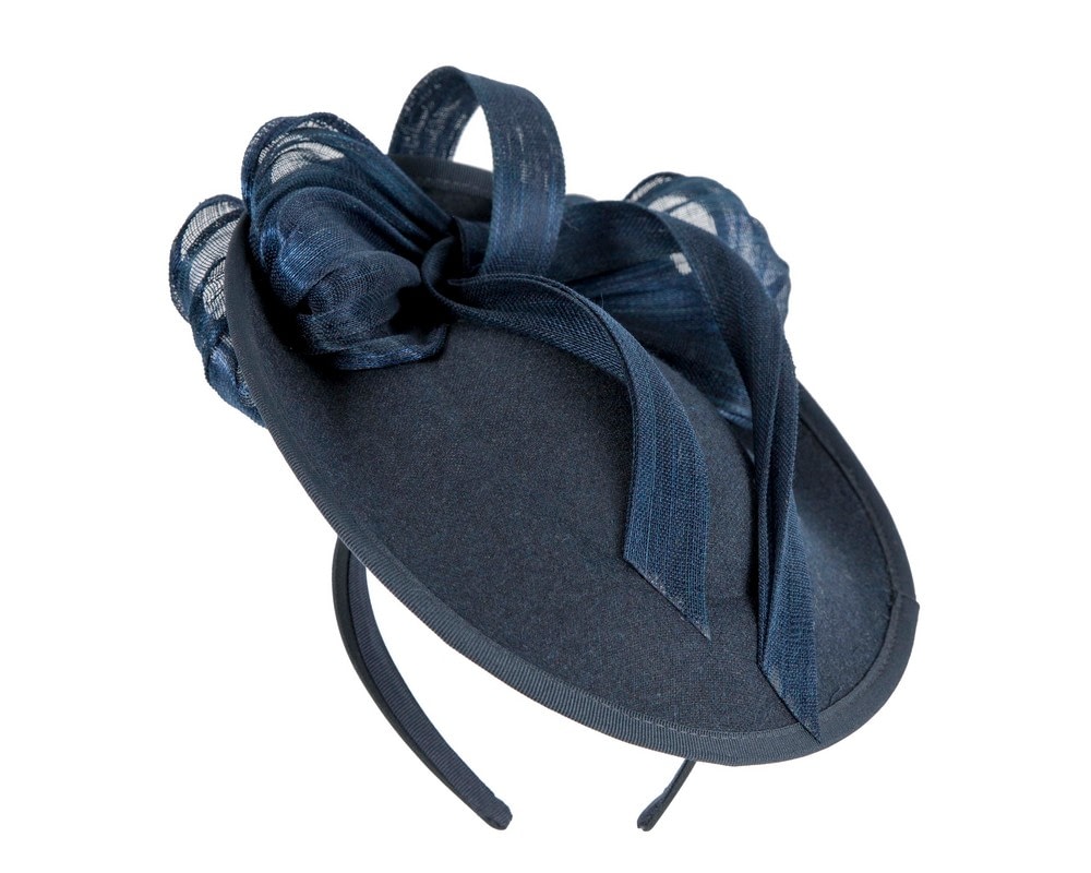 Fascinators Online - Bespoke navy winter plate fascinator with bow by Fillies Collection