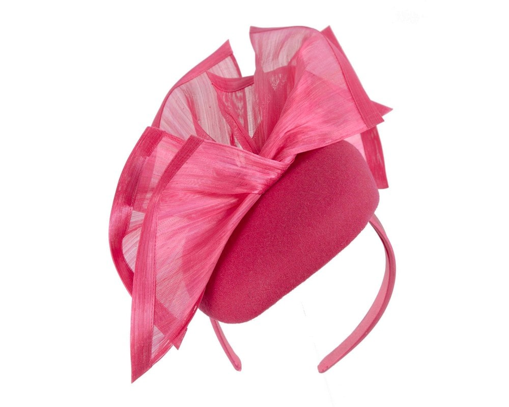 Fascinators Online - Bespoke fuchsia winter pillbox fascinator by Fillies Collection