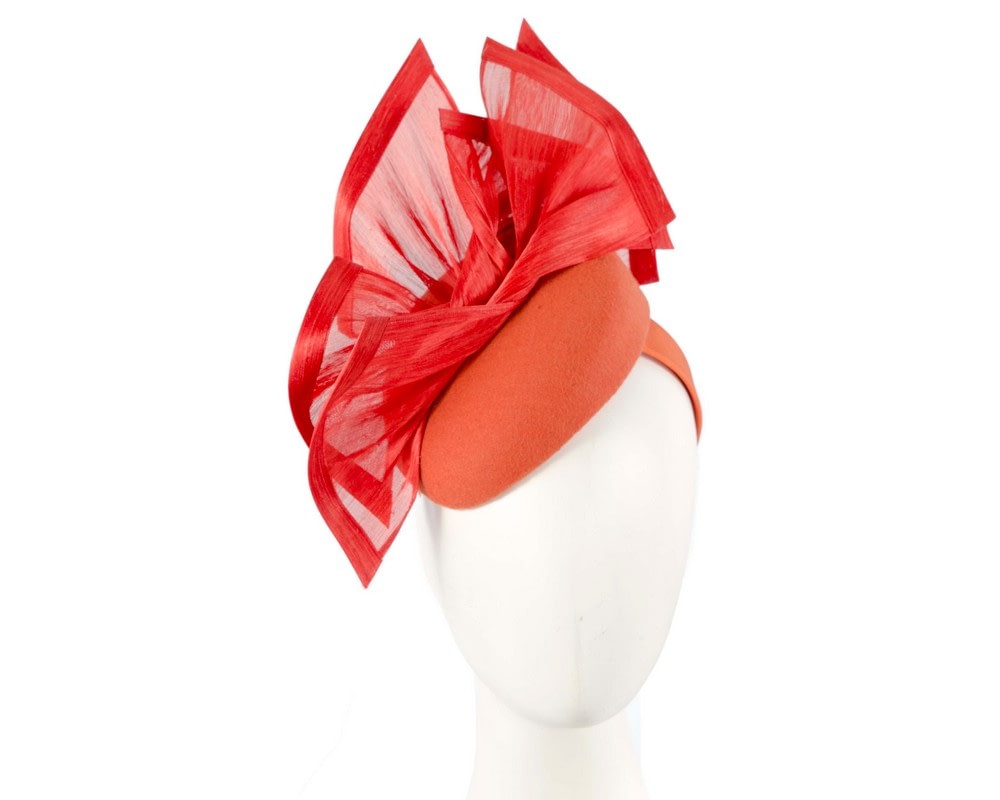 Fascinators Online - Bespoke orange winter pillbox fascinator by Fillies Collection