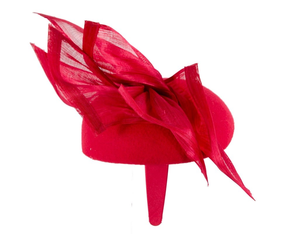 Bespoke red winter pillbox fascinator by Fillies Collection - Image 4