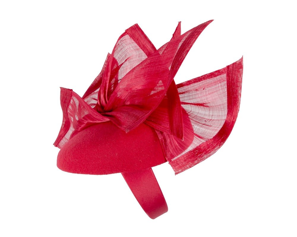 Bespoke red winter pillbox fascinator by Fillies Collection - Image 3