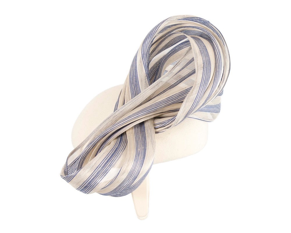 Bespoke cream & blue pillbox with bow by Fillies Collection - Fascinators Online Bespoke cream & blue pillbox with bow by Fillies Collection - Image 3