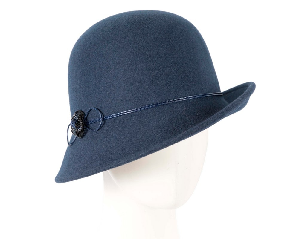 Navy ladies winter felt cloche hat by Max Alexander