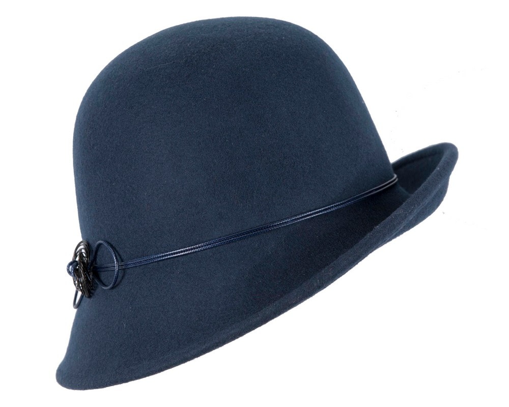 Navy ladies winter felt cloche hat by Max Alexander - Image 2