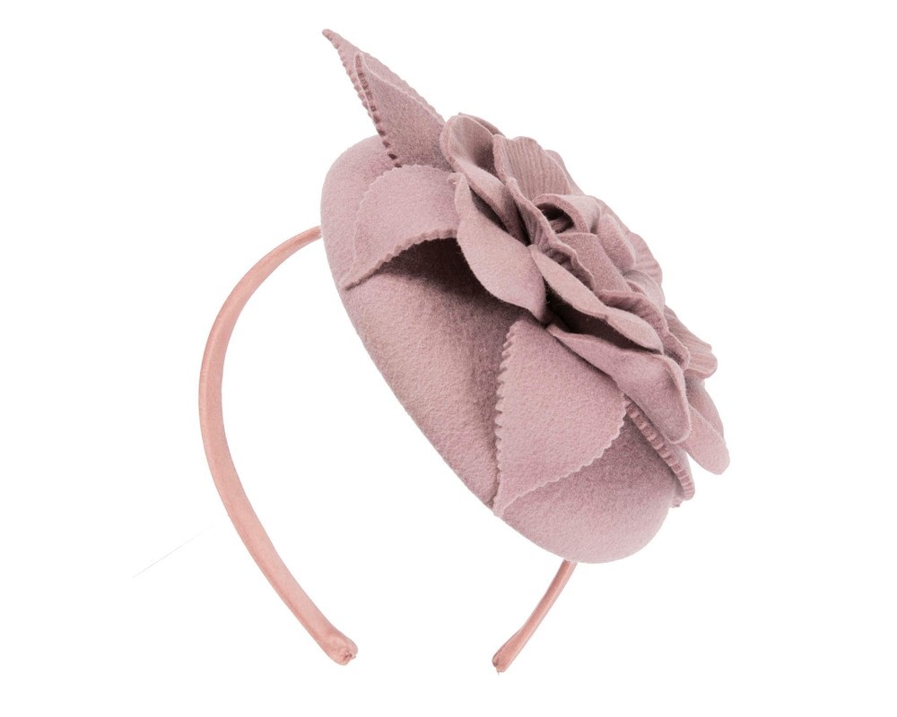Dusty Pink felt winter pillbox fascinator by Max Alexander - Fascinators Online Dusty Pink felt winter pillbox fascinator by Max Alexander - Image 4