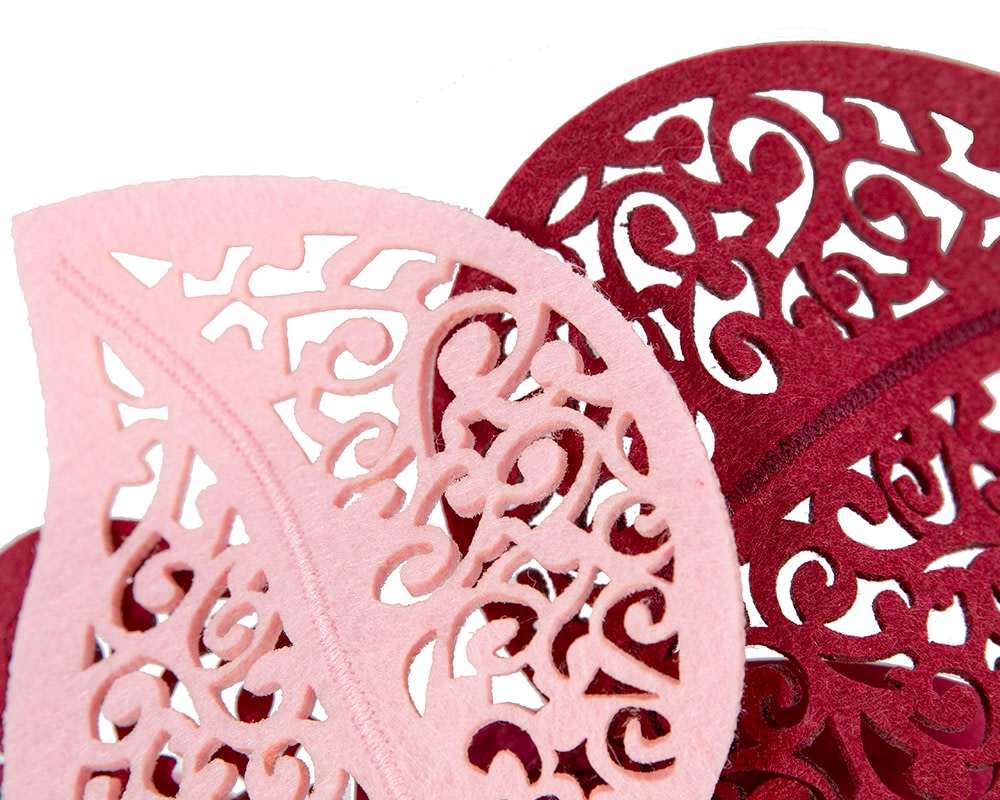burgundy and pink laser-cut racing fascinator - Image 3