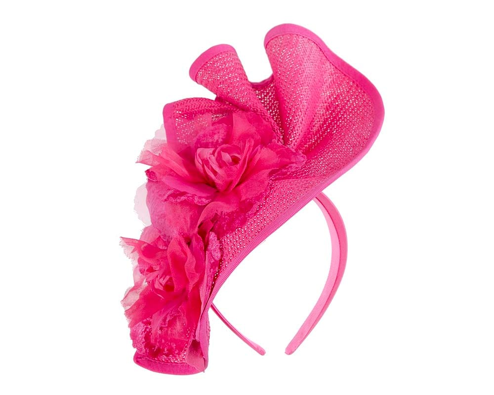 Fascinators Online - Bespoke large fuchsia flower fascinator by Fillies Collection