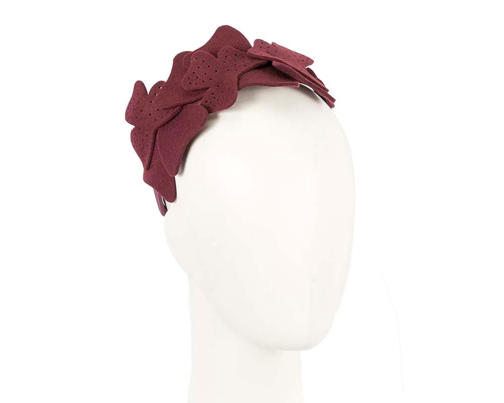 Fascinators Online - Petite burgundy felt winter fascinator by Max Alexander