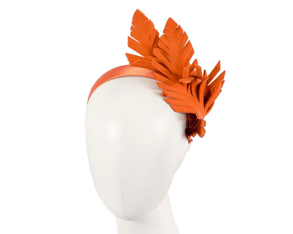 Fascinators Online - Orange felt winter fascinator by Max Alexander