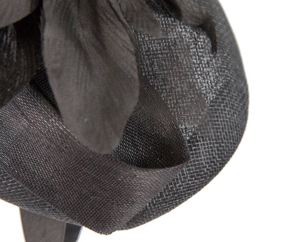Tall black pillbox fascinator with flower by Fillies Collection - Fascinators Online Tall black pillbox fascinator with flower by Fillies Collection - Image 5