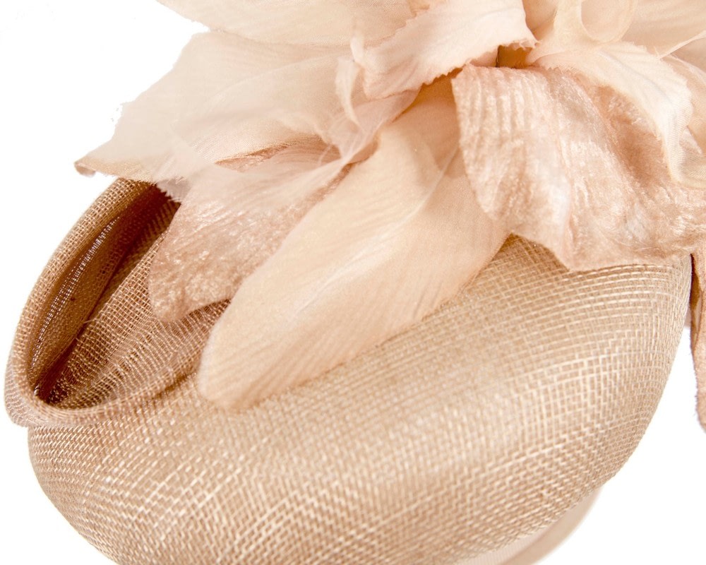Tall Nude pillbox fascinator with flower by Fillies Collection - Fascinators Online Tall Nude pillbox fascinator with flower by Fillies Collection - Image 5