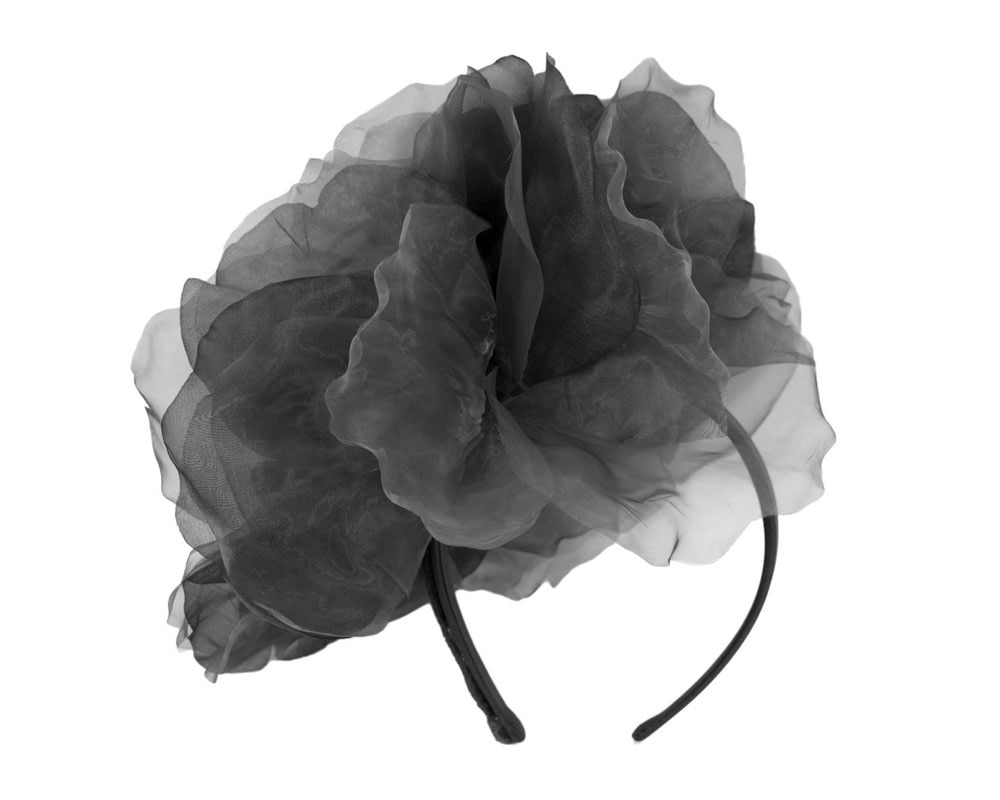 Large black silk flower headband by Fillies Collection - Image 4