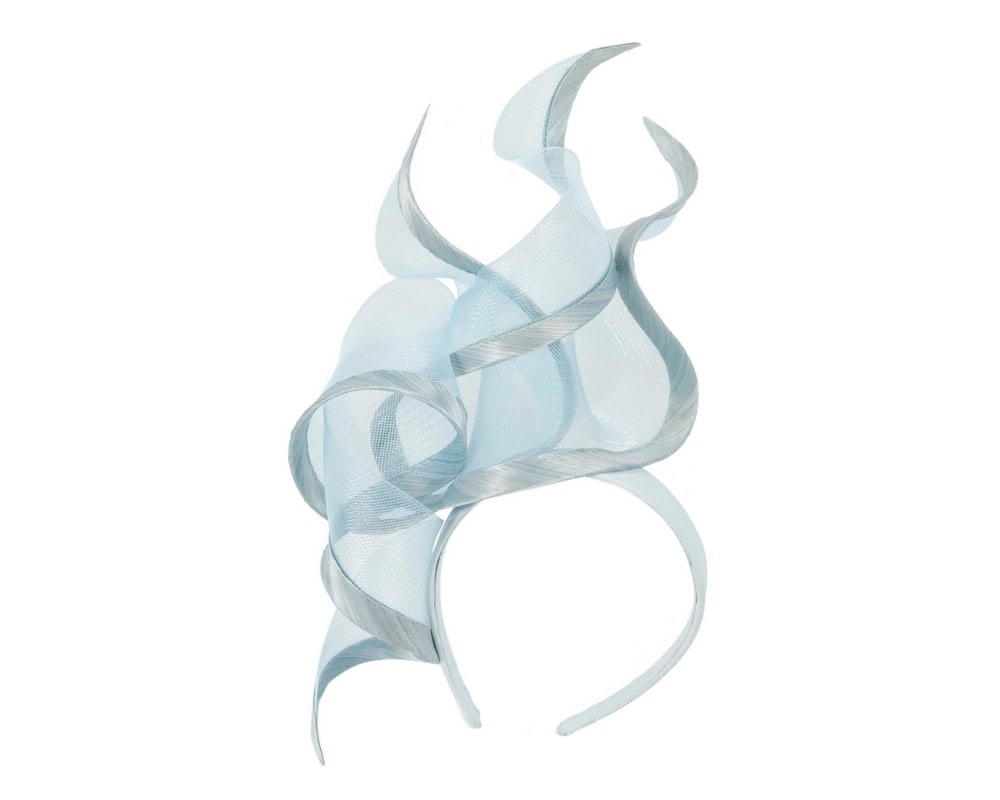 Fascinators Online - Bespoke large light blue racing fascinator by Fillies Collection