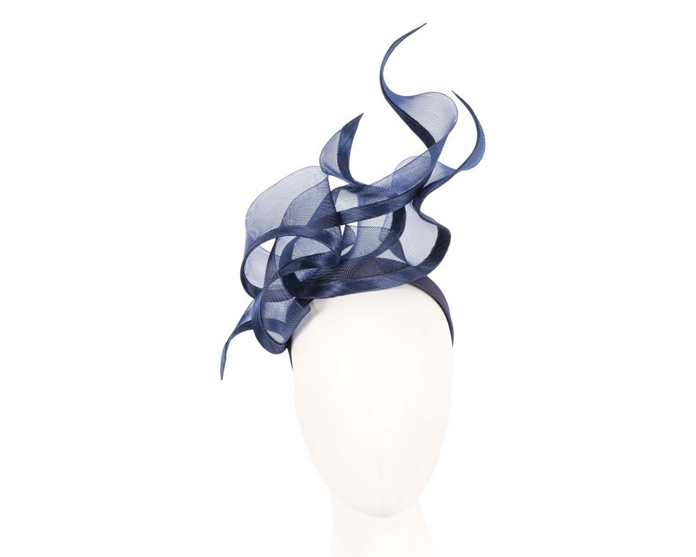 Fascinators Online - Bespoke large navy racing fascinator by Fillies Collection