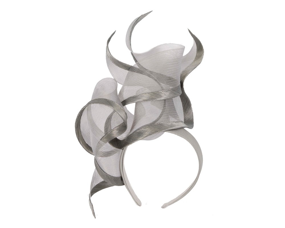 Fascinators Online - Bespoke large silver racing fascinator by Fillies Collection