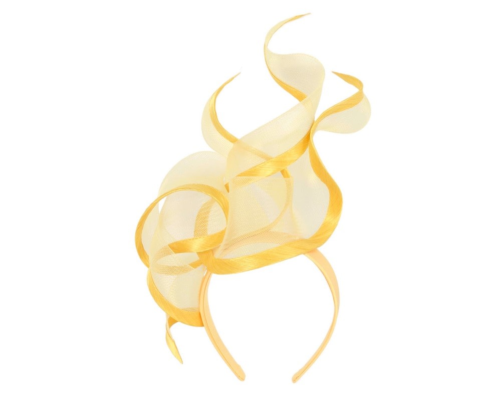 Fascinators Online - Bespoke large yellow racing fascinator by Fillies Collection