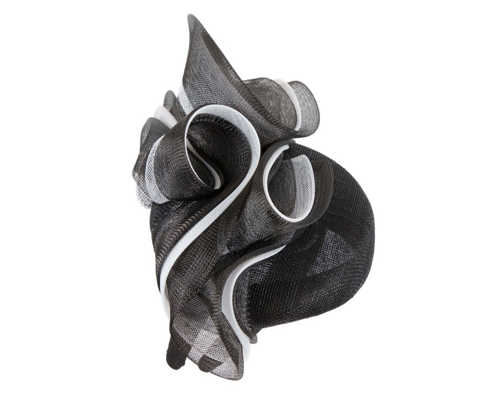 Large black and white fascinator by Fillies Collection - Fascinators Online Large black and white fascinator by Fillies Collection - Image 4