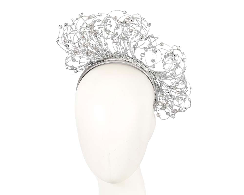 Fascinators Online - Bespoke silver racing fascinator by Fillies Collection