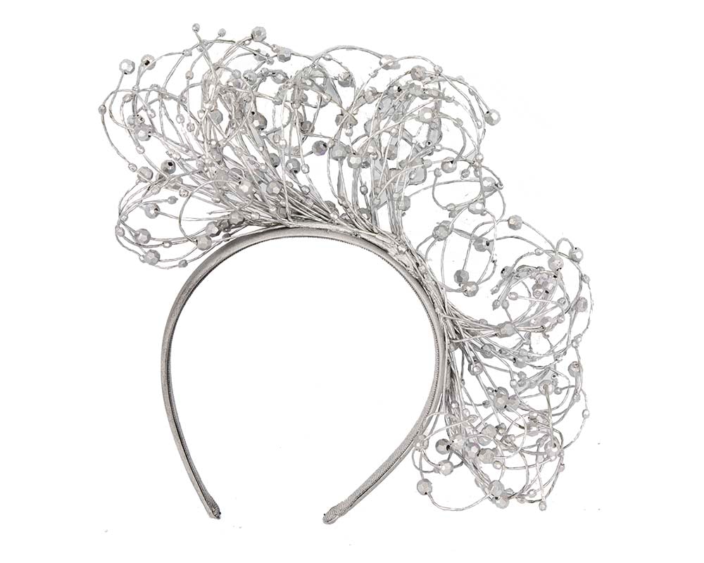 Fascinators Online - Bespoke silver racing fascinator by Fillies Collection