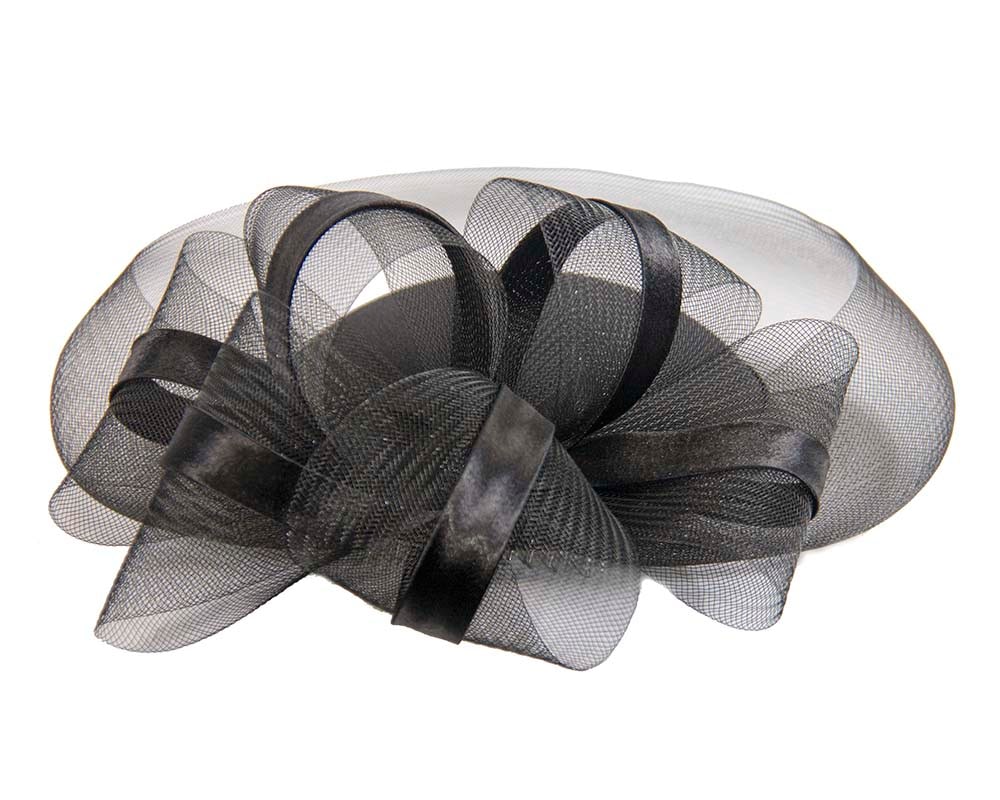 Black custom made cocktail hat by Cupids Millinery - Image 7