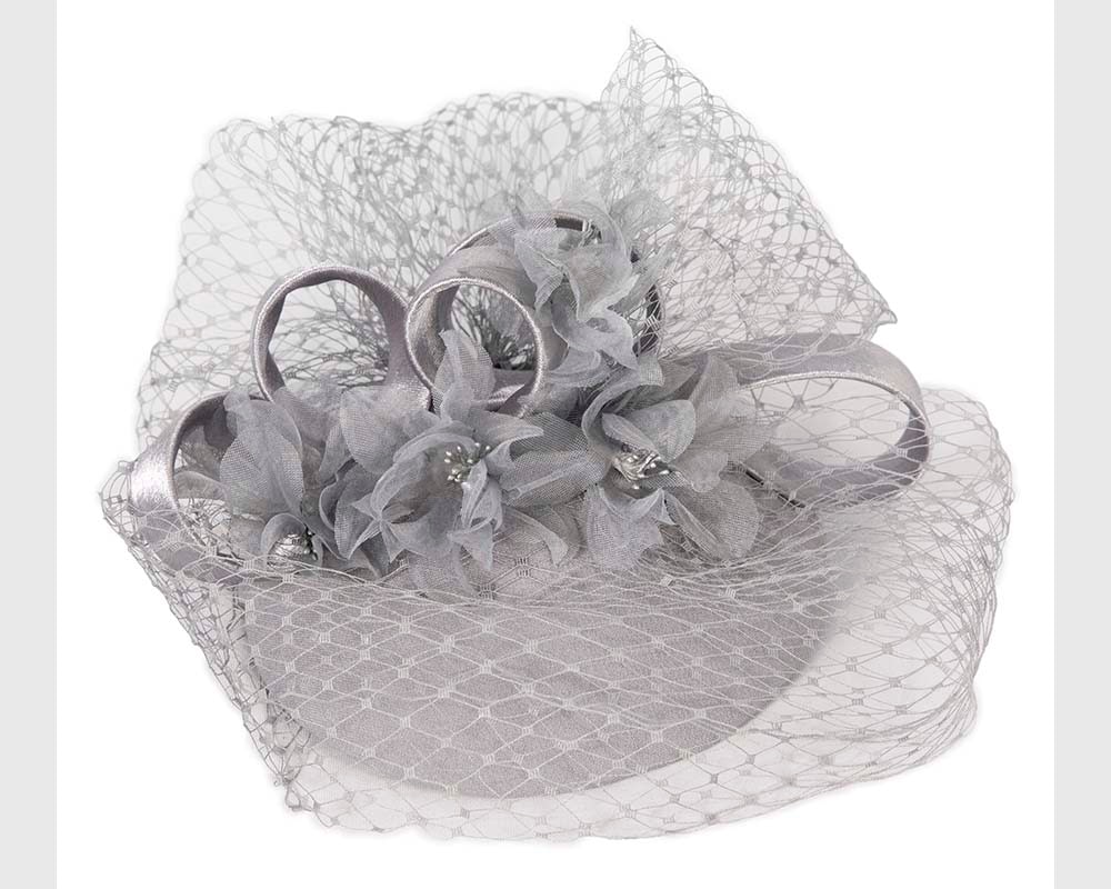 Fascinators Online - Custom made silver cocktail hat by Cupids Millinery