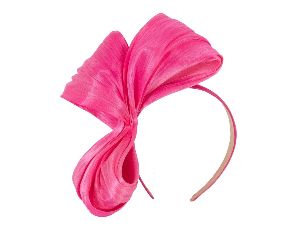 Fascinators Online - Hot pink bow racing fascinator by Fillies Collection