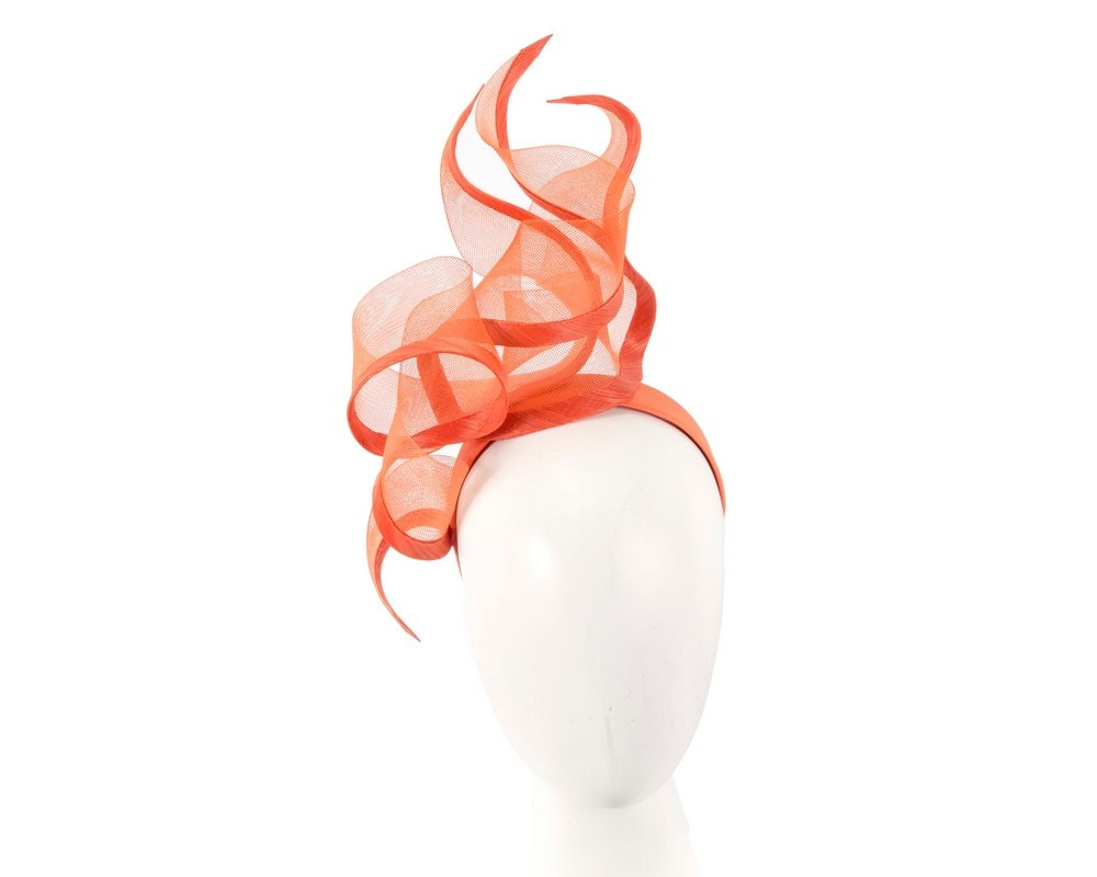Fascinators Online - Bespoke large orange racing fascinator by Fillies Collection
