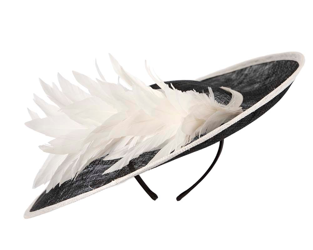 Large black & cream sinamay hat by Max Alexander - Fascinators Online Large black & cream sinamay hat by Max Alexander - Image 6