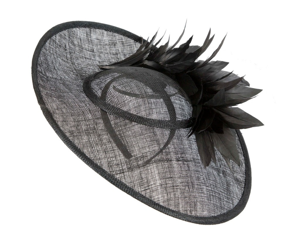 Fascinators Online - Large black sinamay hat by Max Alexander