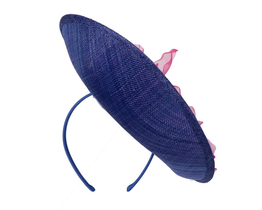 Bespoke royal blue & fuchsia sinamay fascinator with flower by Max Alexander - Fascinators Online Bespoke royal blue & fuchsia sinamay fascinator with flower by Max Alexander - Image 6