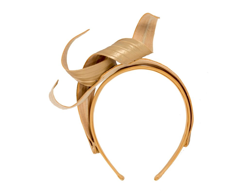 Gold leather fascinator by Max Alexander - Fascinators Online Gold leather fascinator by Max Alexander - Image 4