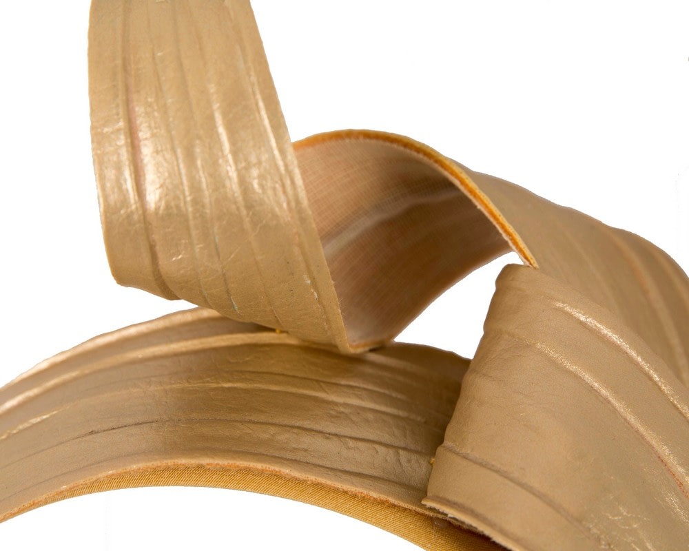 Gold leather fascinator by Max Alexander - Fascinators Online Gold leather fascinator by Max Alexander - Image 3