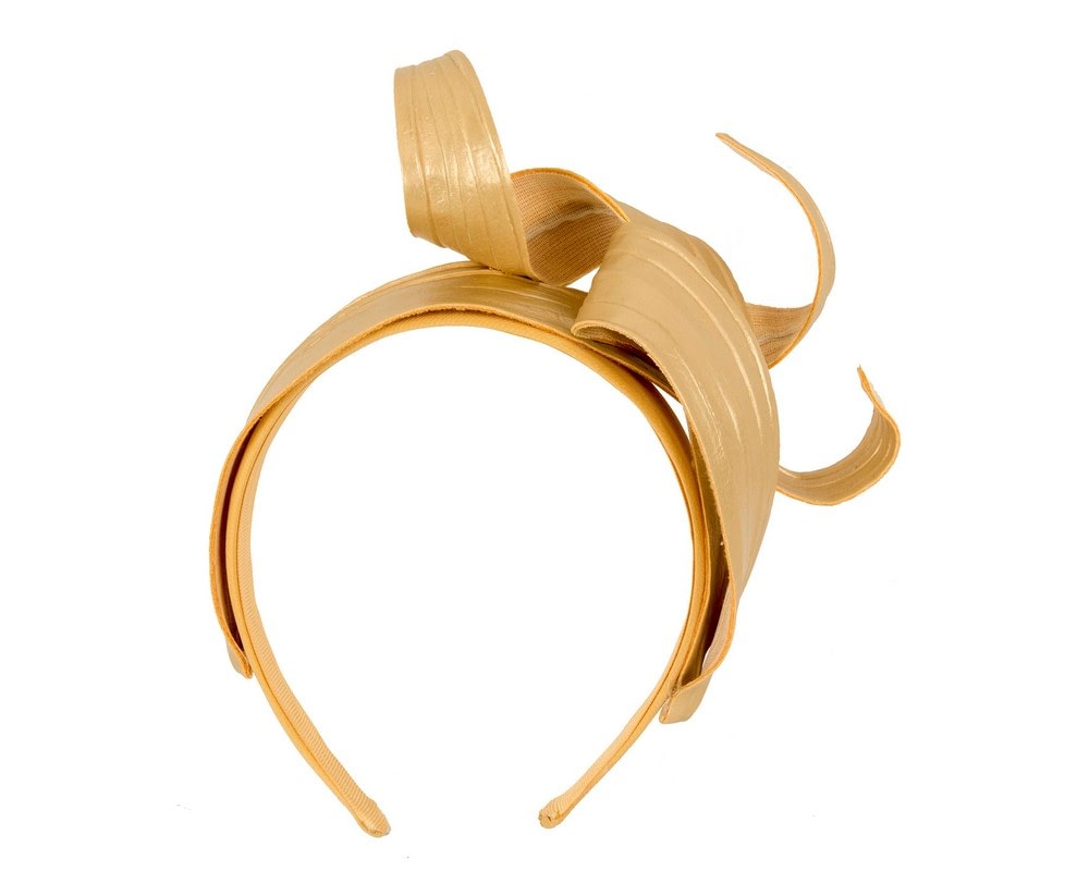 Gold leather fascinator by Max Alexander - Fascinators Online Gold leather fascinator by Max Alexander - Image 2