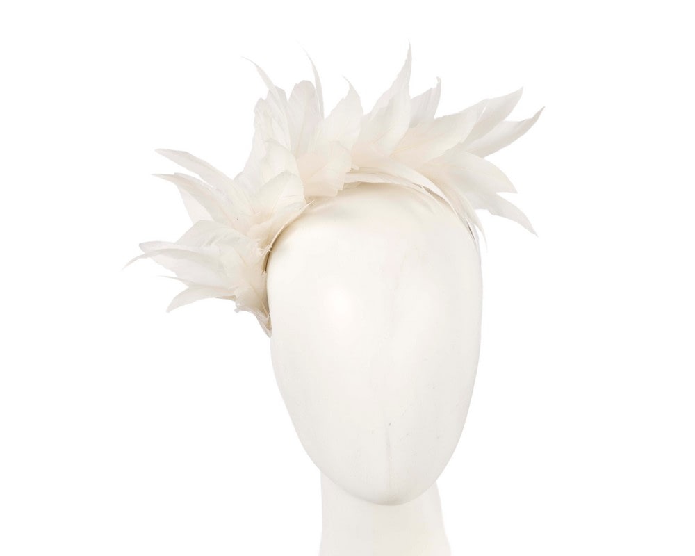 Fascinators Online - Cream feather bunch fascinator by Max Alexander