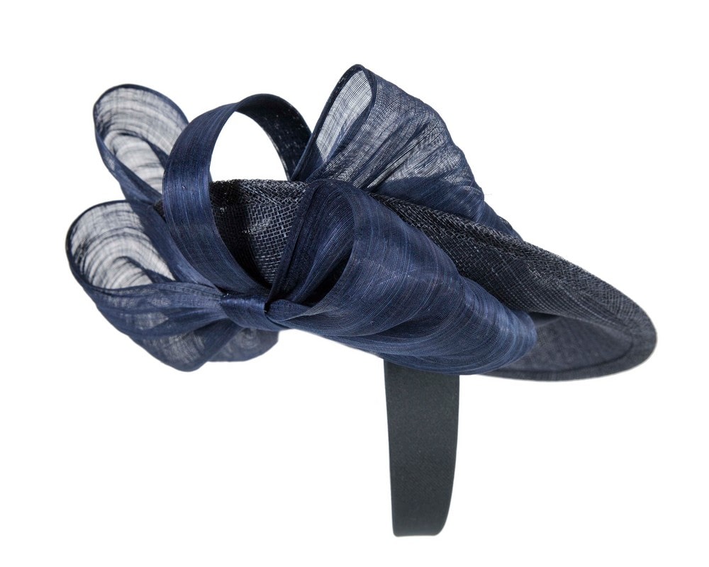 Bespoke navy sinamay fascinator with bow by Fillies Collection - Fascinators Online Bespoke navy sinamay fascinator with bow by Fillies Collection - Image 4