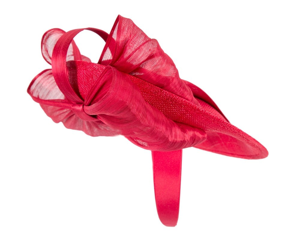 Bespoke red sinamay fascinator with bow by Fillies Collection - Image 5